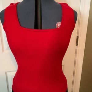Willi Smith, Size M, Red Knit Top w/Beading Detail